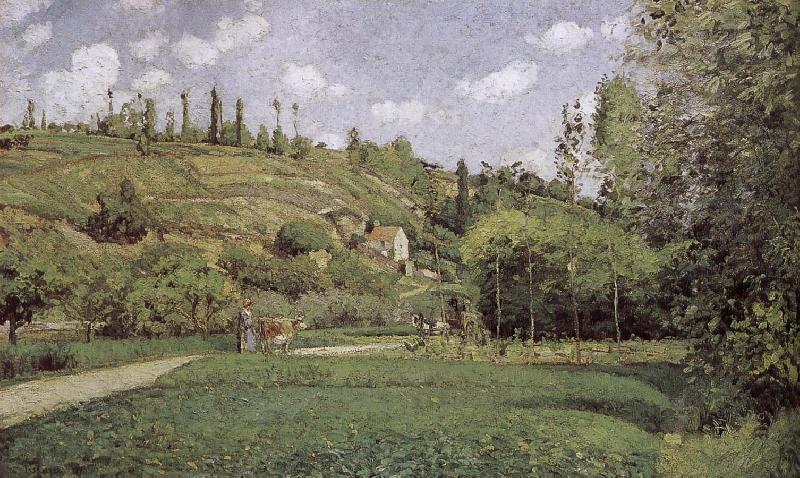 Camille Pissarro Pont de-sac of cattle and more people Schwarz